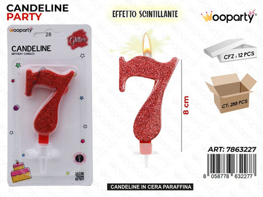 CANDELE ROSSO SCINTILLANTE 8CM N.7