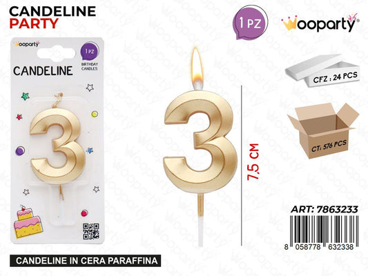 CANDELINE N.3 ORO 7.5CM