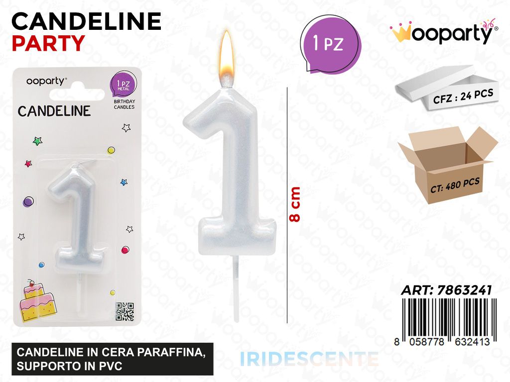 CANDELINE N.1 IRIDESCENTE 8CM