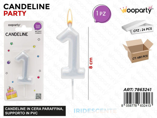 CANDELINE N.1 IRIDESCENTE 8CM