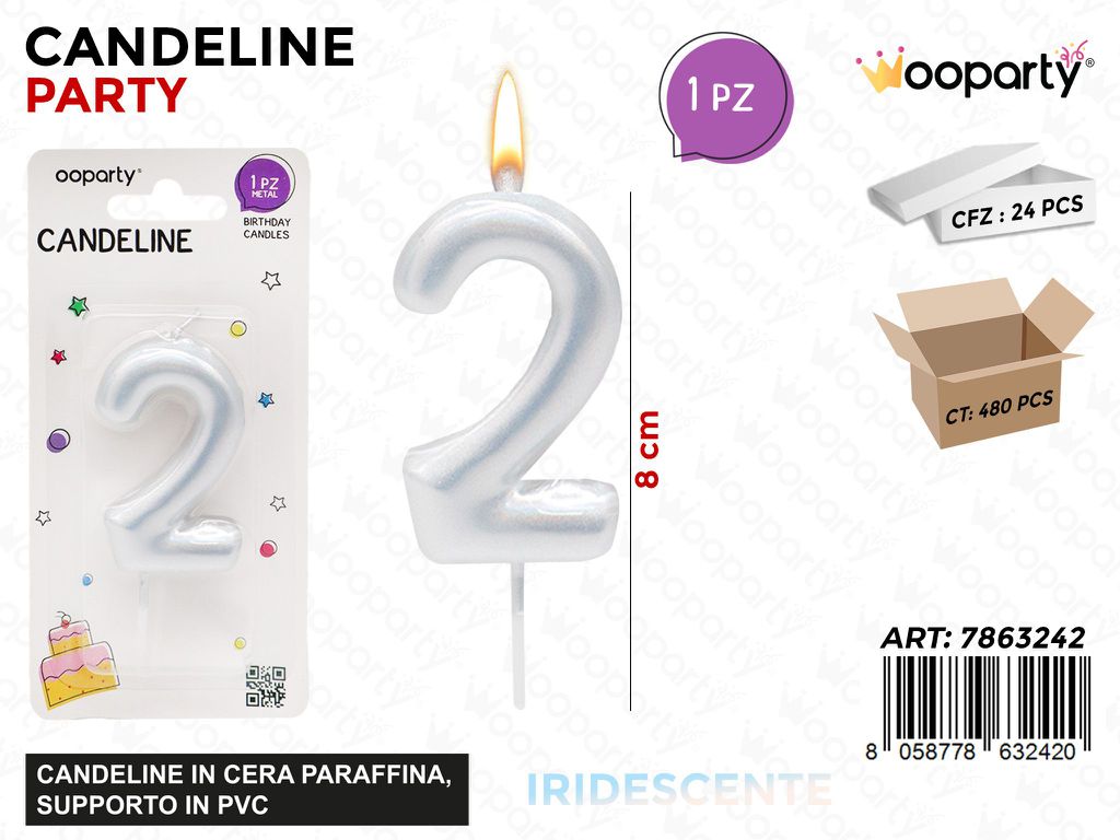CANDELINE N.2 IRIDESCENTE 8CM