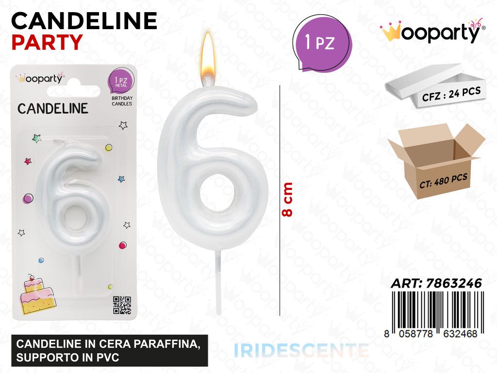 CANDELINE N.6 IRIDESCENTE 8CM