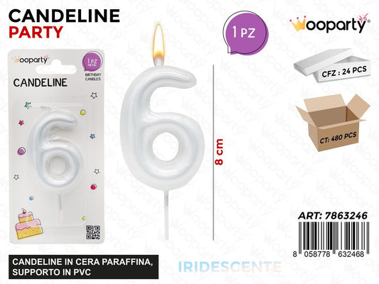 CANDELINE N.6 IRIDESCENTE 8CM