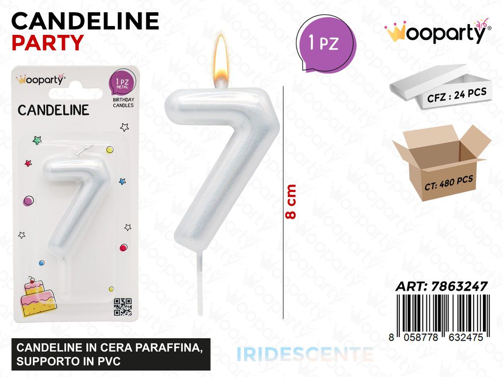 CANDELINE N.7 IRIDESCENTE 8CM