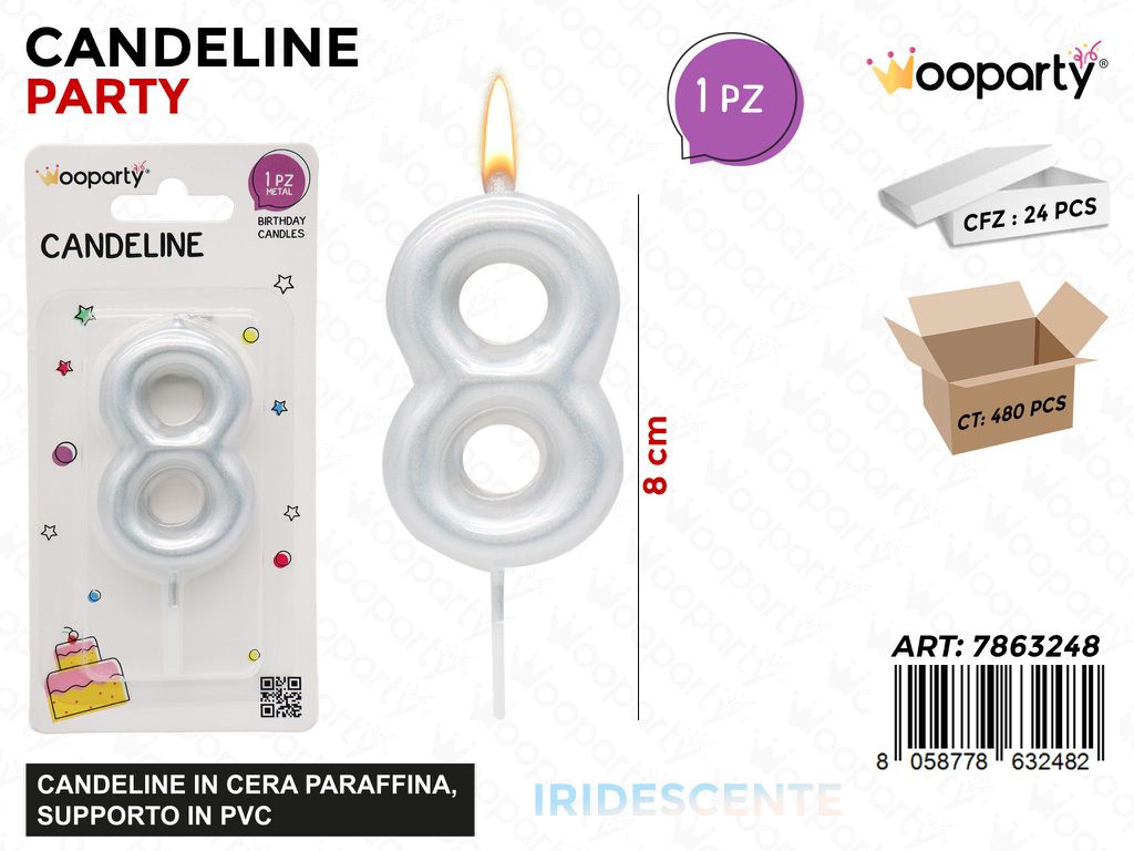 CANDELINE N.8 IRIDESCENTE 8CM