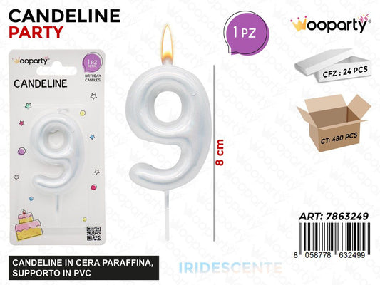 CANDELINE N.9 IRIDESCENTE 8CM