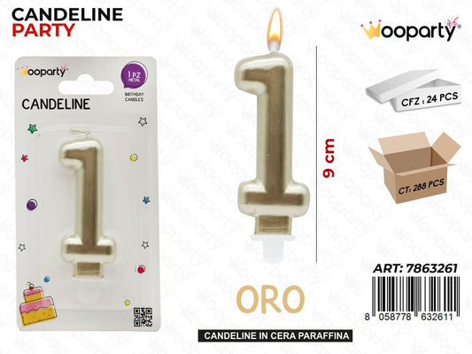 CANDELINA ORO METAL N.1 9CM