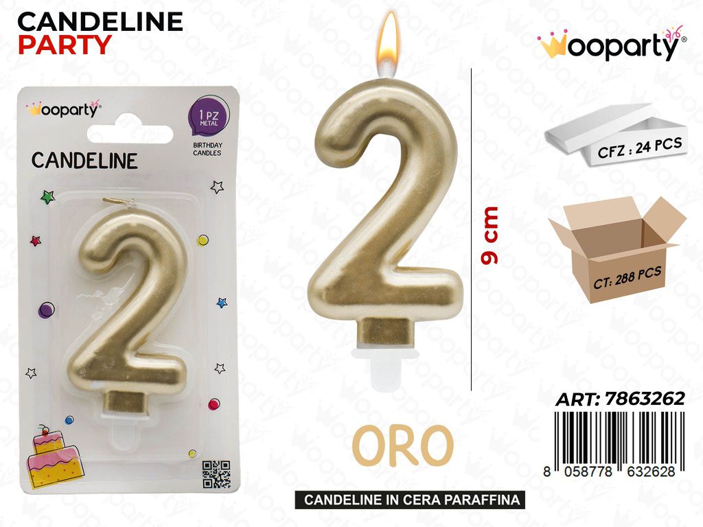 CANDELINA ORO METAL N.2 9CM