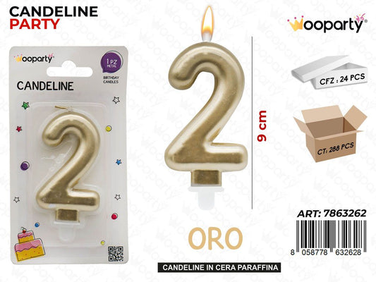 CANDELINA ORO METAL N.2 9CM
