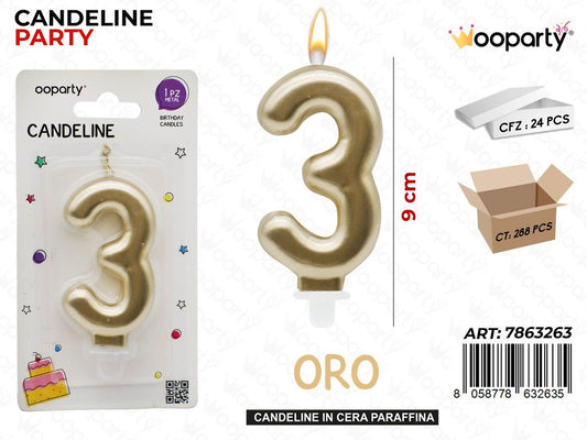 CANDELINA ORO METAL N.3 9CM