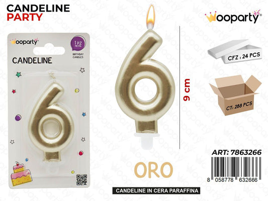 CANDELINA ORO METAL N.6 9CM