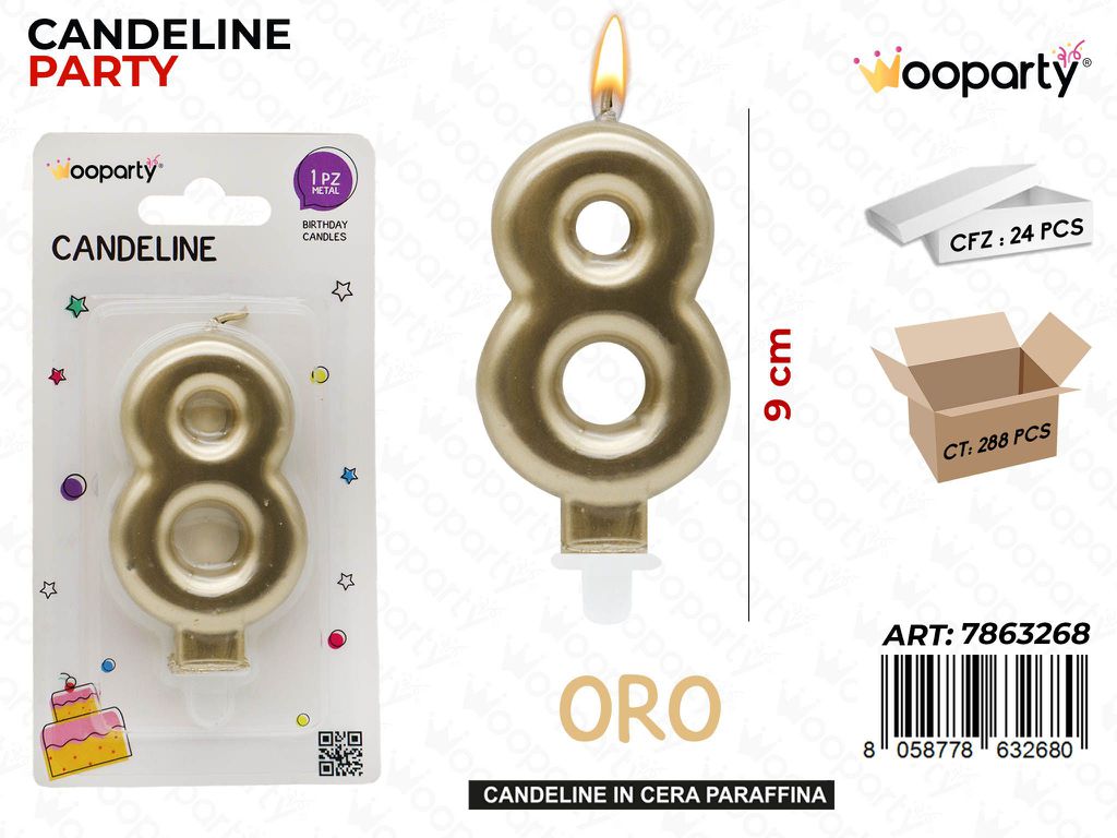 CANDELINA ORO METAL N.8 9CM