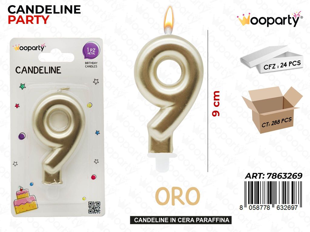 CANDELINA ORO METAL N.9 9CM