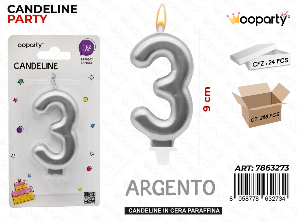 CANDELINA ARG. METAL N.3 9CM