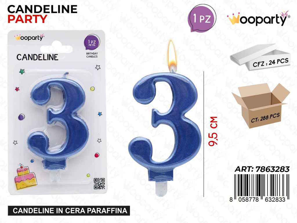 CANDELINE N.3 BLU 9.5CM