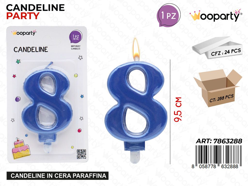CANDELINE N.8 BLU 9.5CM
