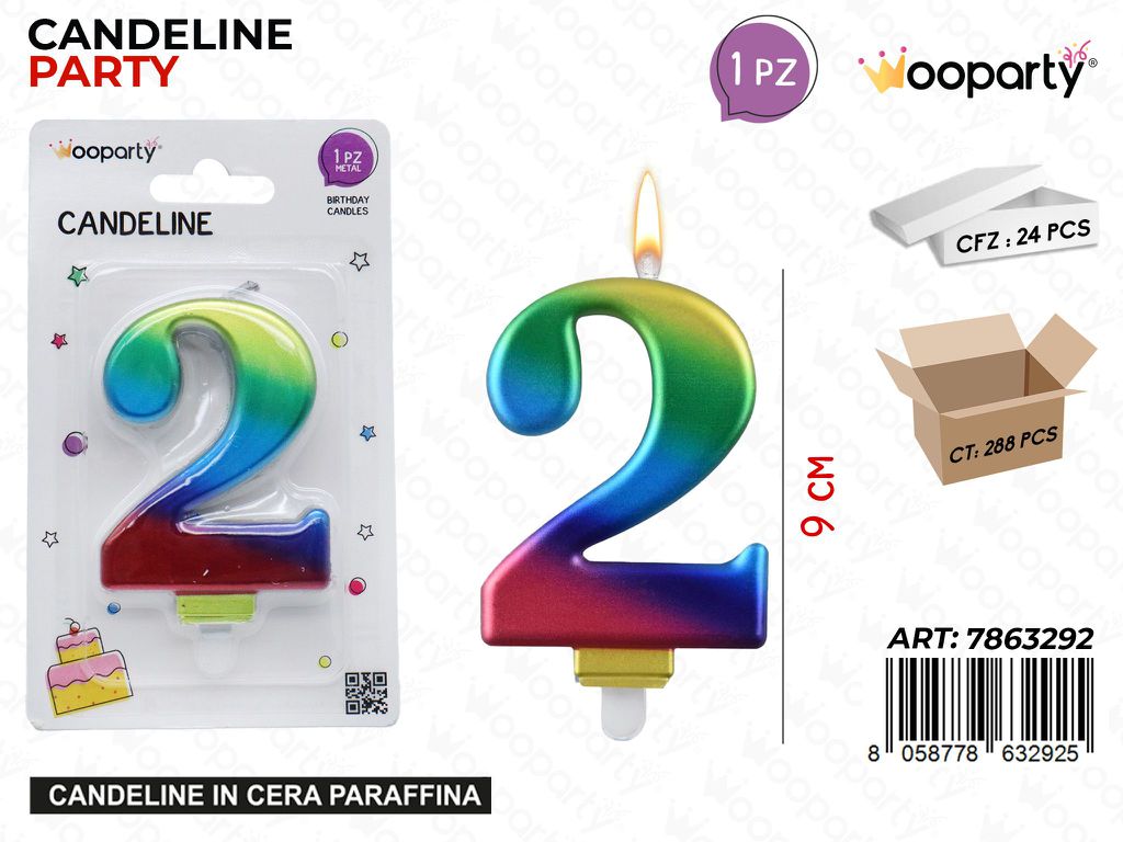 CANDELINE MULTICOLOR N.2 9CM