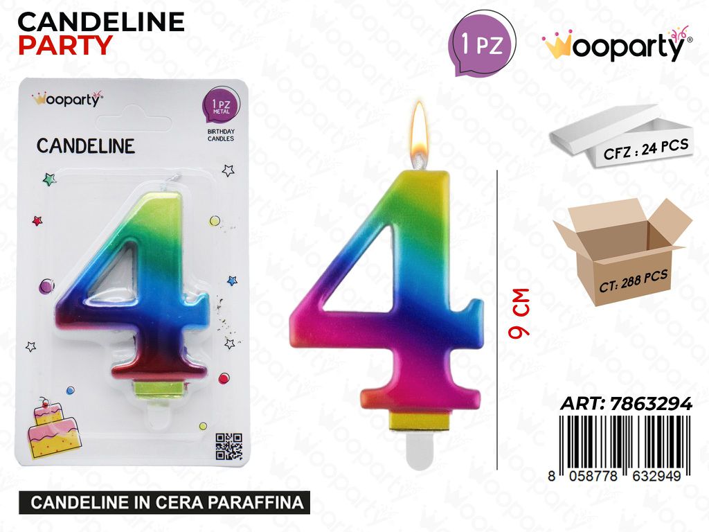 CANDELINE MULTICOLOR N.4 9CM
