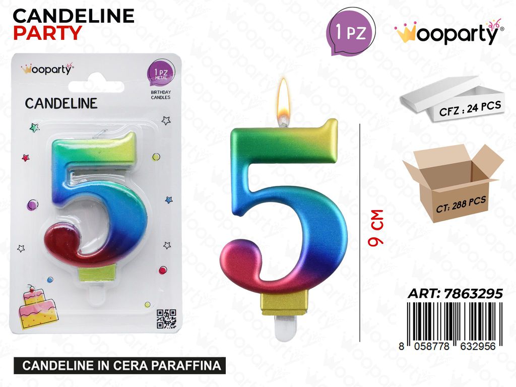 CANDELINE MULTICOLOR N.5 9CM