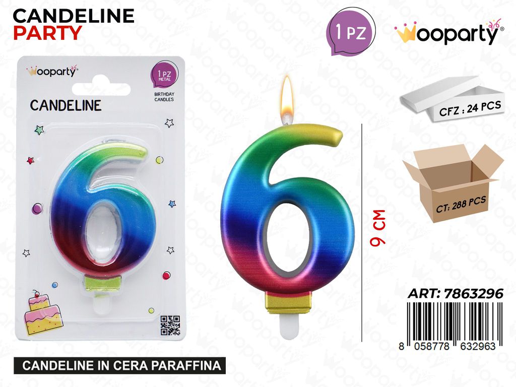 CANDELINE MULTICOLOR N.6 9CM