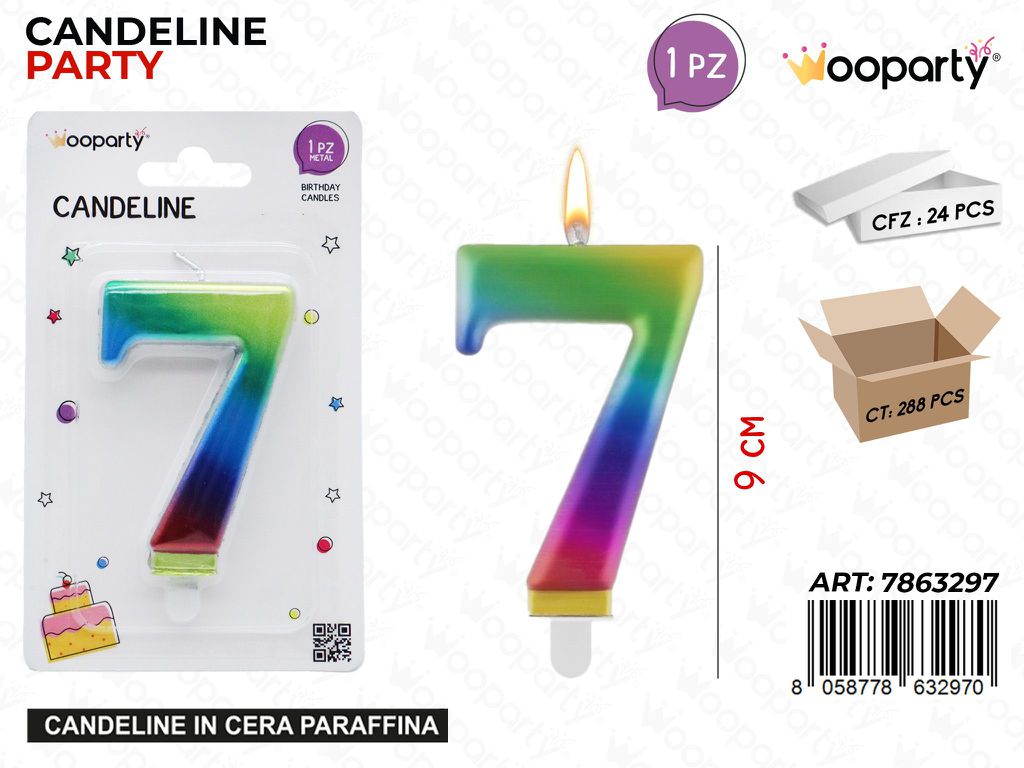 CANDELINE MULTICOLOR N.7 9CM