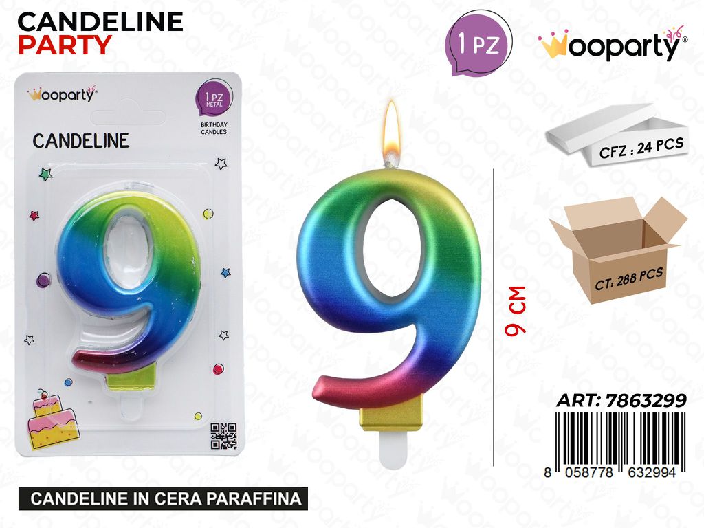 CANDELINE MULTICOLOR N.9 9CM