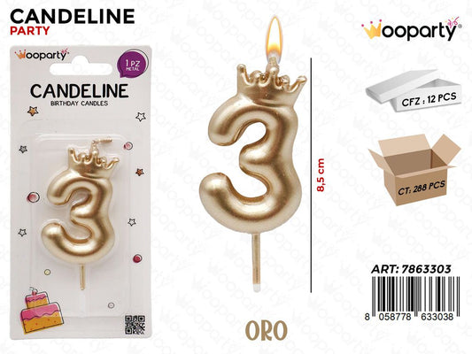 CANDELINA ORO N.3 8.5CM /PZ DA 12**