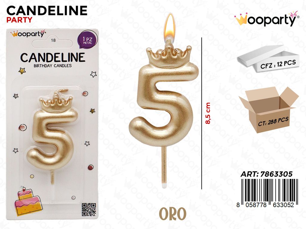 CANDELINA ORO N.5 8.5CM /PZ DA 12**