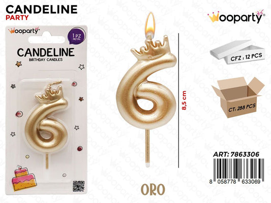 CANDELINA ORO N.6 8.5CM /PZ DA 12**