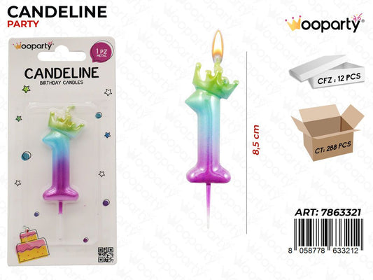 CANDELINA MULTICOL. N.1 8.5CM /PZ DA 12**