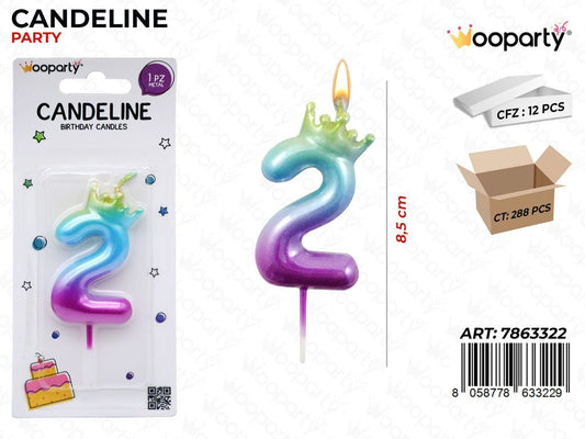 CANDELINA MULTICOL. N.2 8.5CM /PZ DA 12**