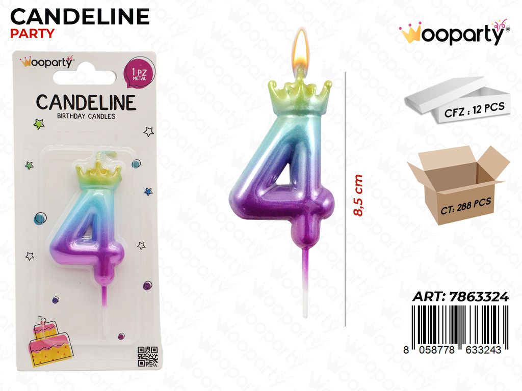 CANDELINA MULTICOL. N.4 8.5CM /PZ DA 12**