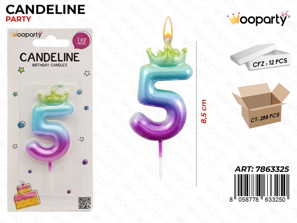 CANDELINA MULTICOL. N.5 8.5CM /PZ DA 12**