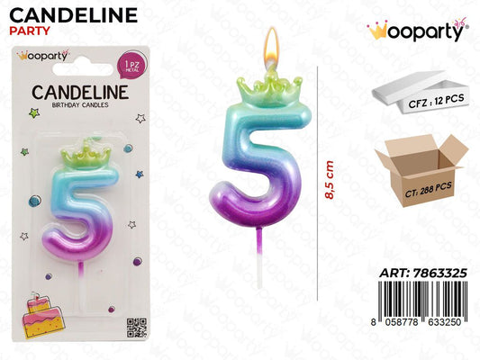 CANDELINA MULTICOL. N.5 8.5CM /PZ DA 12**