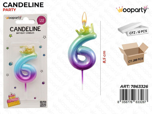 CANDELINA MULTICOL. N.6 8.5CM /PZ DA 12**