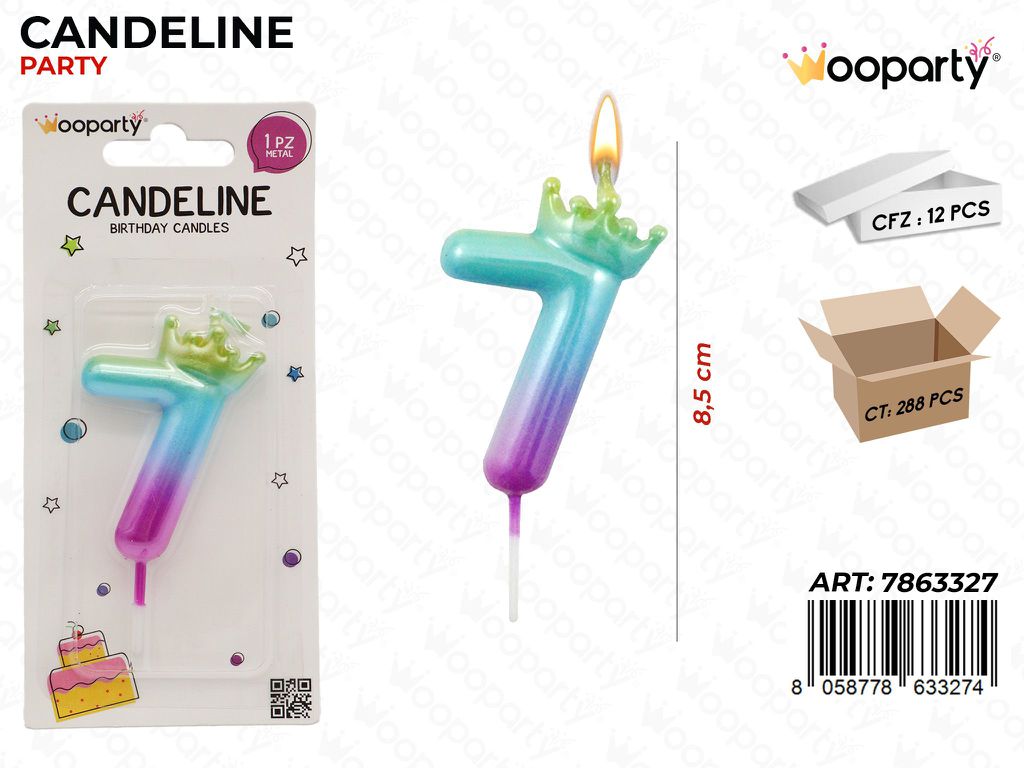 CANDELINA MULTICOL. N.7 8.5CM /PZ DA 12**