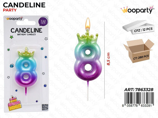 CANDELINA MULTICOL. N.8 8.5CM /PZ DA 12**