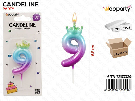 CANDELINA MULTICOL. N.9 8.5CM /PZ DA 12**