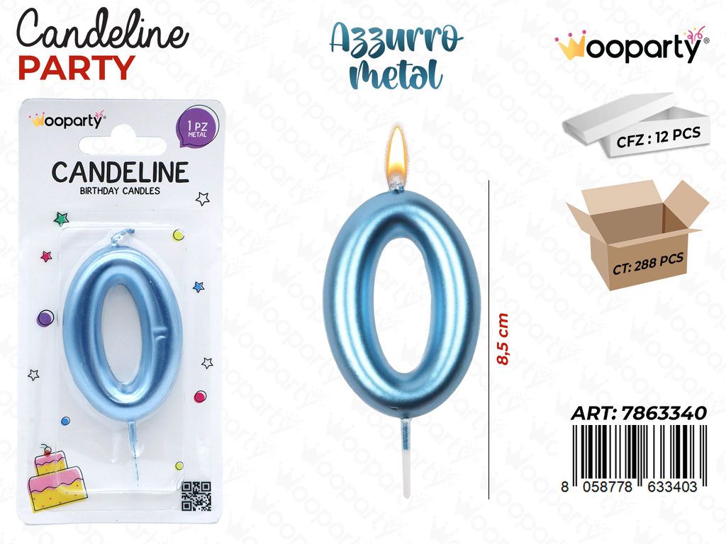 CANDELINE AZZURRO METAL N.0 8CM/ PZ DA 12**