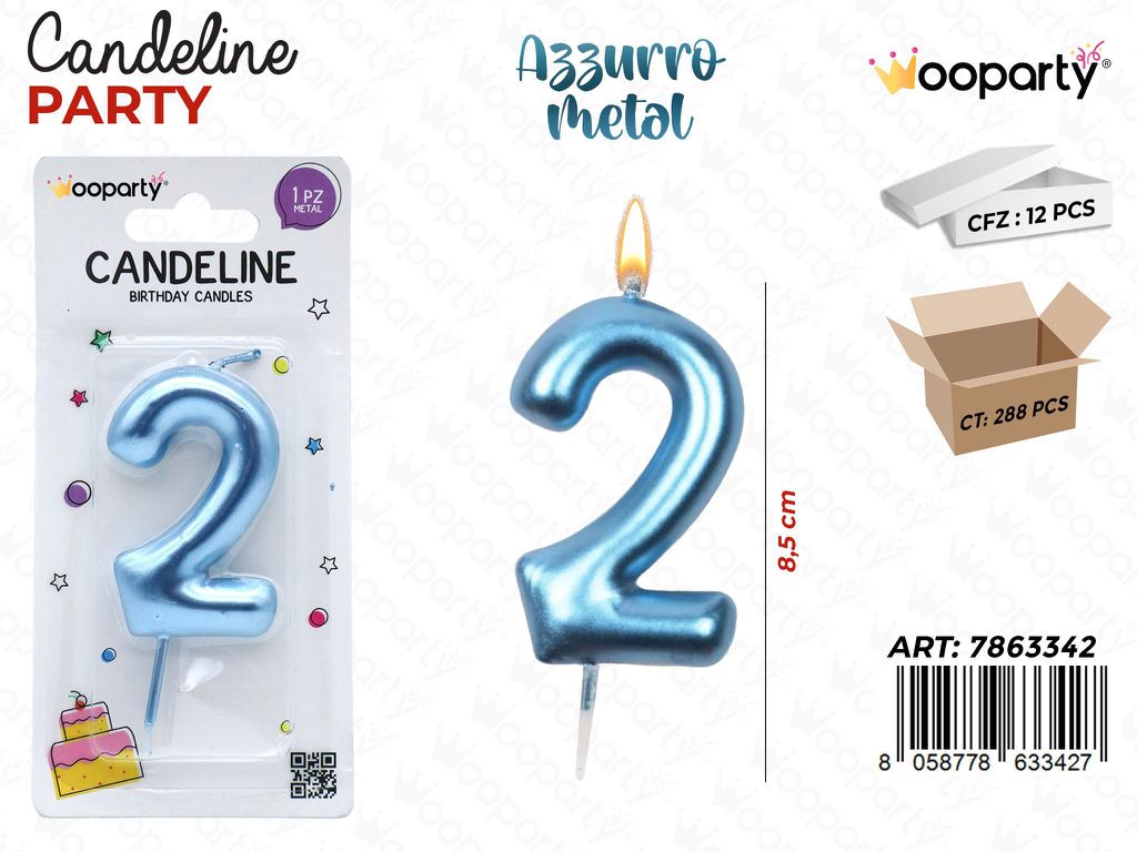 CANDELINE AZZURRO METAL N.2 8CM/ PZ DA 12**