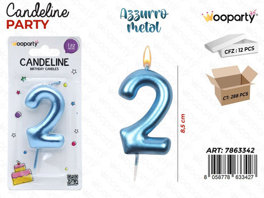 CANDELINE AZZURRO METAL N.2 8CM/ PZ DA 12**