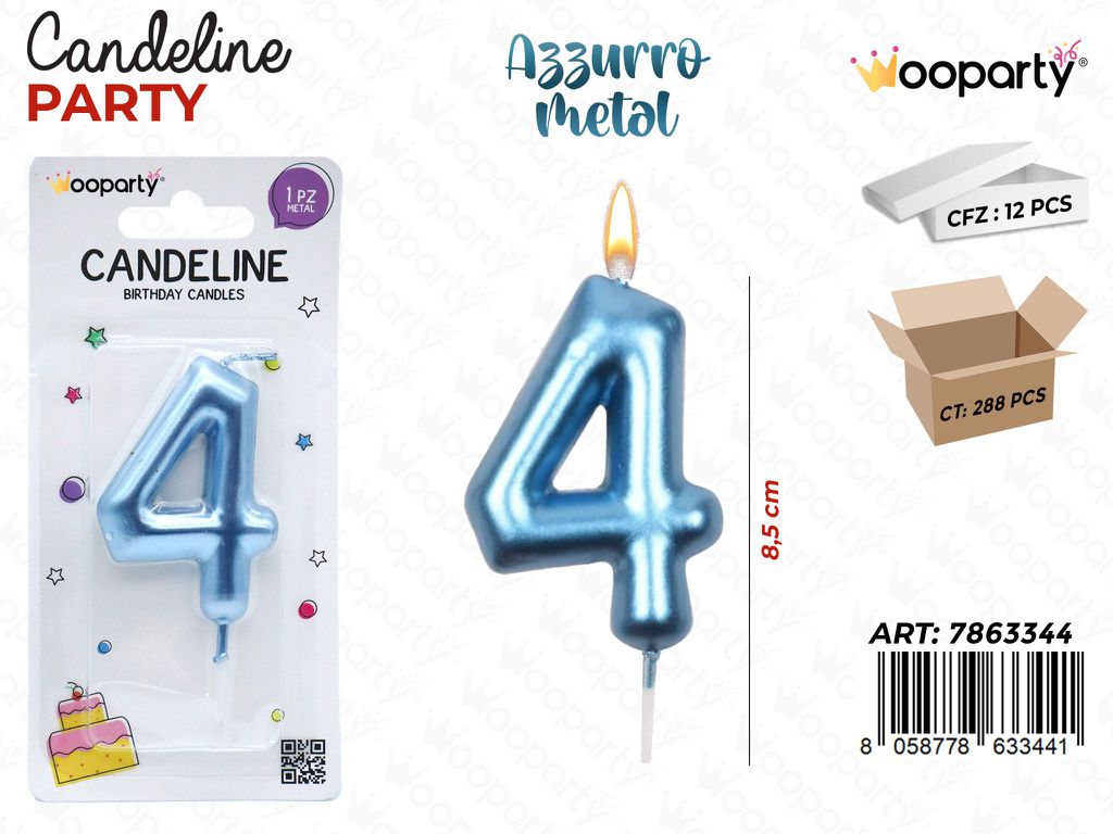 CANDELINE AZZURRO METAL N.4 8CM/PZ DA 12**