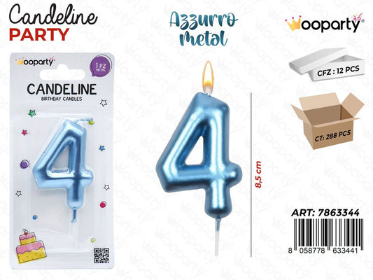 CANDELINE AZZURRO METAL N.4 8CM/PZ DA 12**