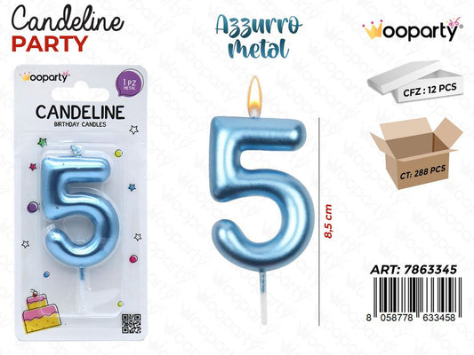 CANDELINE AZZURRO METAL N.5 8CM/PZ DA 12**