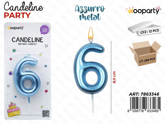 CANDELINE AZZURRO METAL N.6 8CM/PZ DA 12**