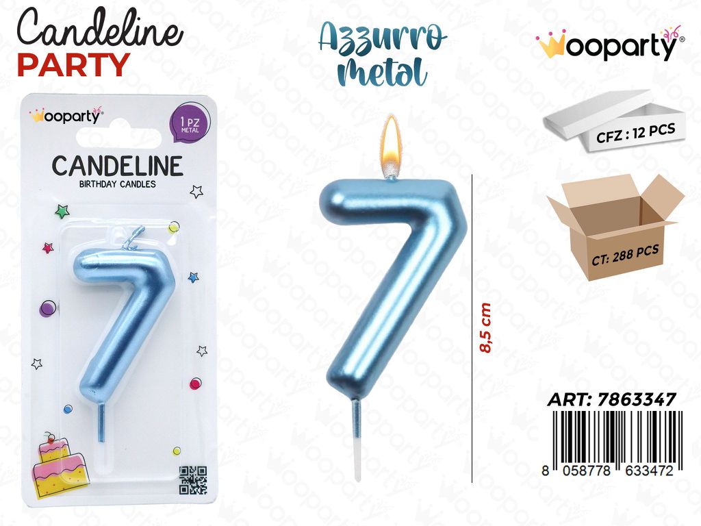 CANDELINE AZZURRO METAL N.7 8CM/PZ DA 12**