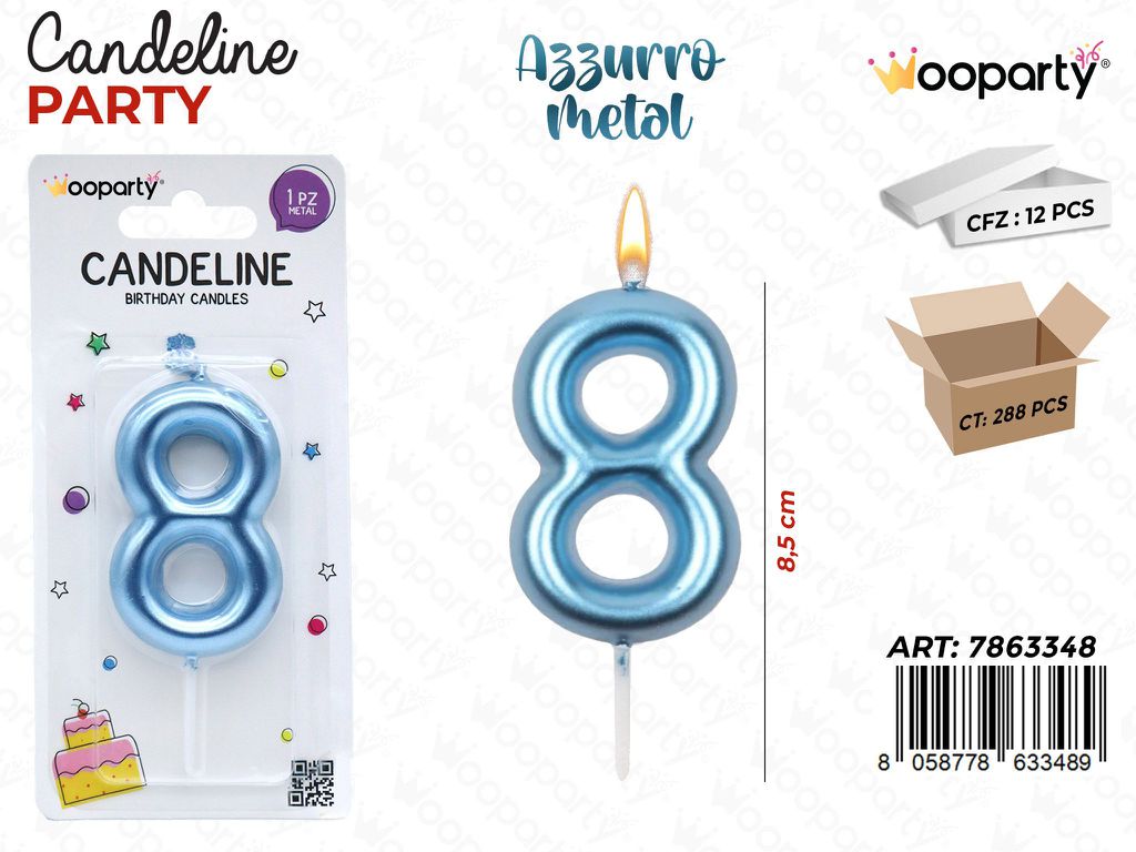 CANDELINE AZZURRO METAL N.8 8CM/PZ DA 12**