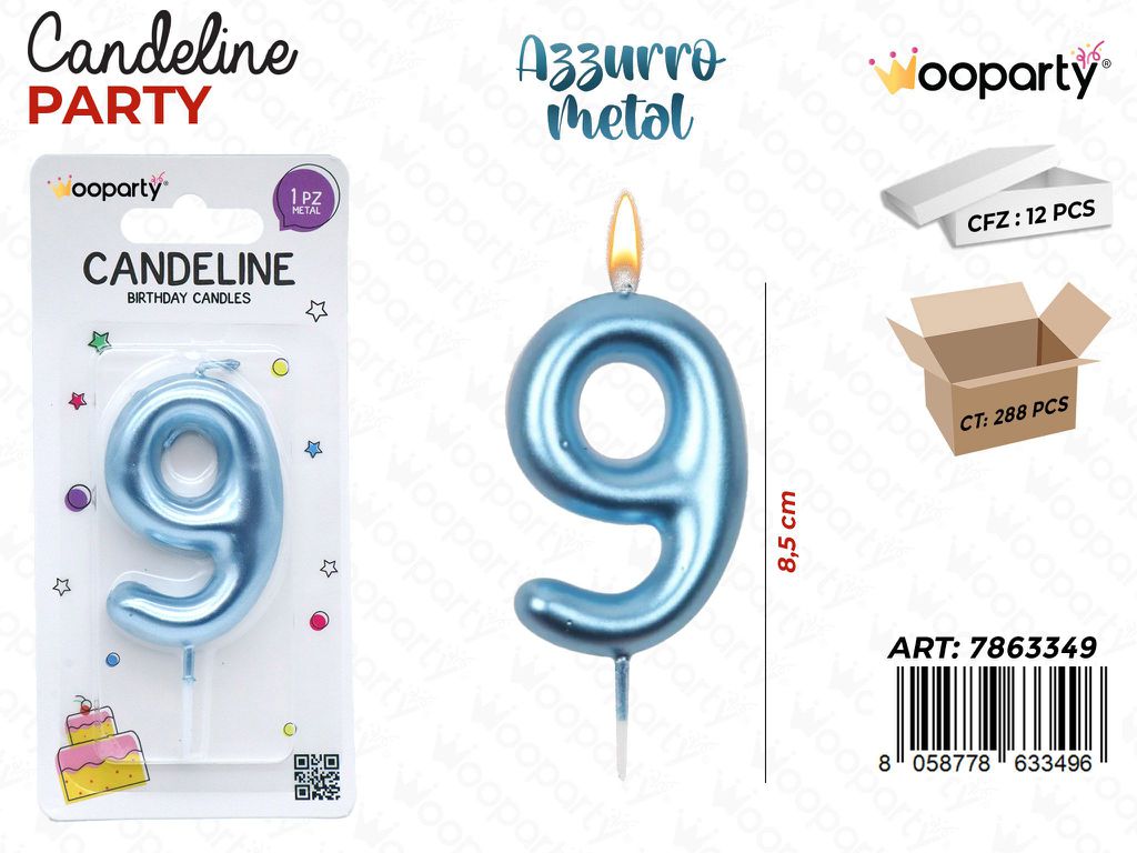 CANDELINE AZZURRO METAL N.9 8CM/PZ DA 12**
