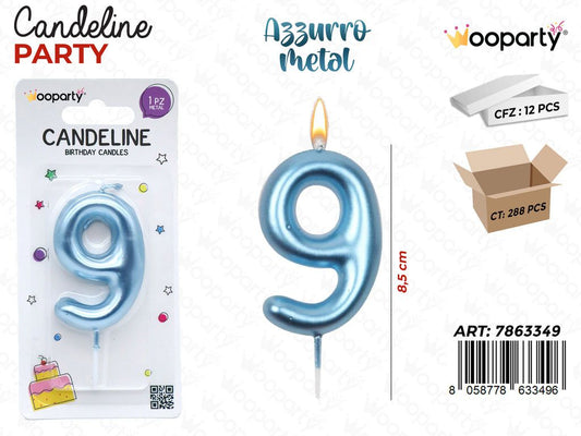 CANDELINE AZZURRO METAL N.9 8CM/PZ DA 12**