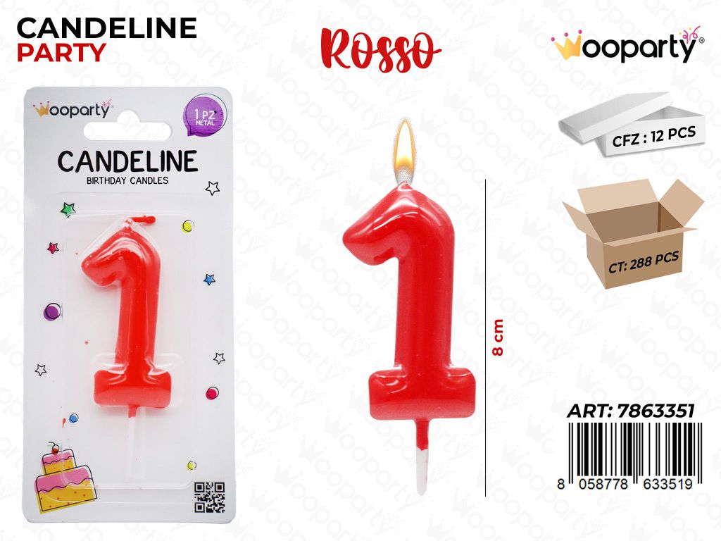 CANDELINE ROSSO N.1 8CM/PZ DA 12**